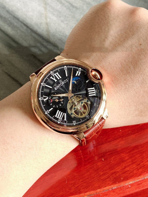 Tourbillon Lumineux: Montre Mécanique Grand Cadran pour Homme